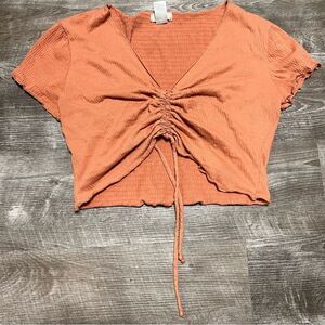 Orange Altar’d State Short Sleeve Crop Top Size Medium